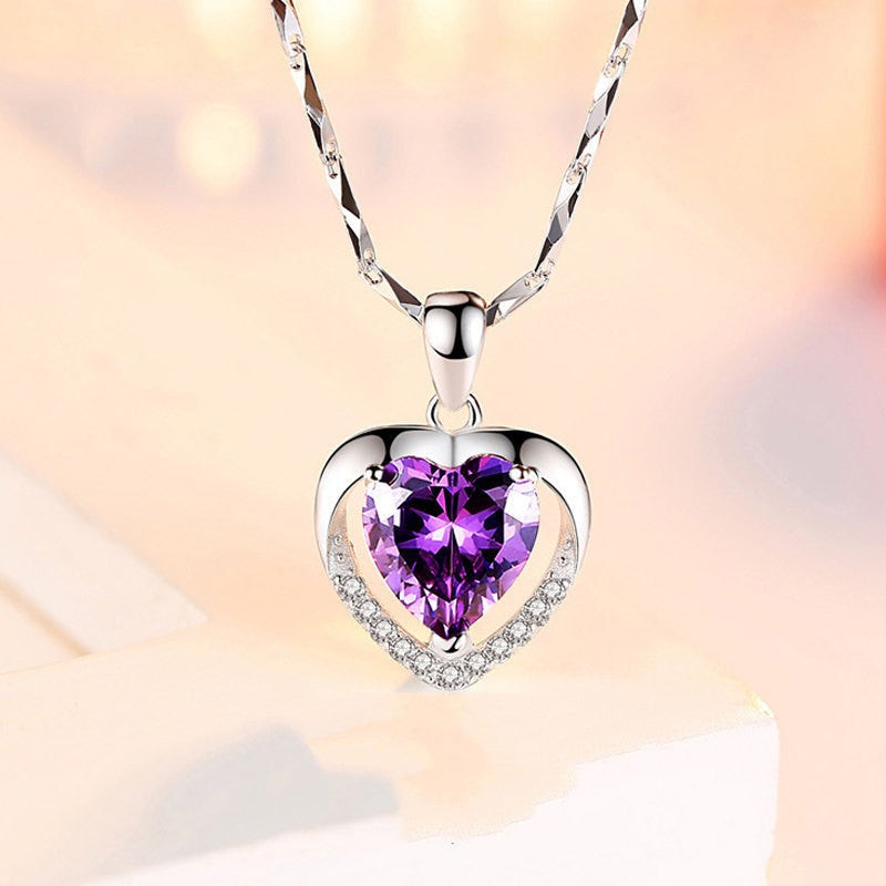 Laid-Back Luxe Necklace- The Nevermore 925 Silver Heart-shaped Rhinestones Women`s Luxury Necklace