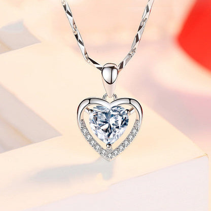 Laid-Back Luxe Necklace- The Nevermore 925 Silver Heart-shaped Rhinestones Women`s Luxury Necklace