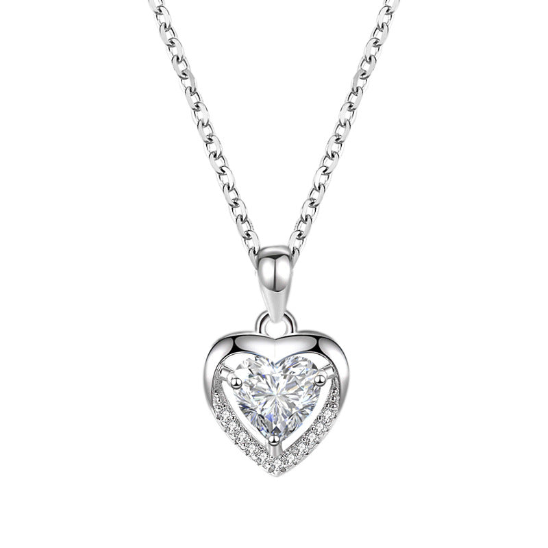 Laid-Back Luxe Necklace- The Nevermore 925 Silver Heart-shaped Rhinestones Women`s Luxury Necklace