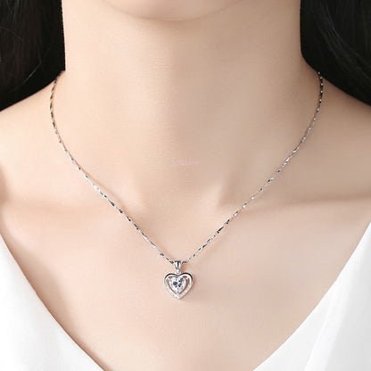 Laid-Back Luxe Necklace- The Nevermore 925 Silver Heart-shaped Rhinestones Women`s Luxury Necklace