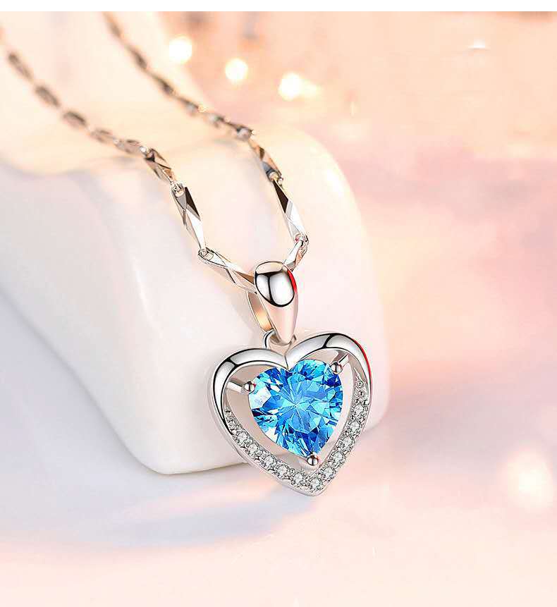 Laid-Back Luxe Necklace- The Nevermore 925 Silver Heart-shaped Rhinestones Women`s Luxury Necklace