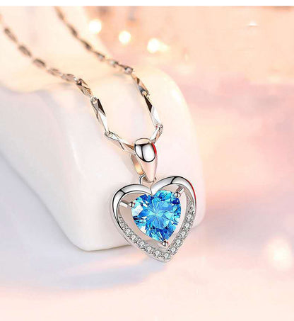 Laid-Back Luxe Necklace- The Nevermore 925 Silver Heart-shaped Rhinestones Women`s Luxury Necklace