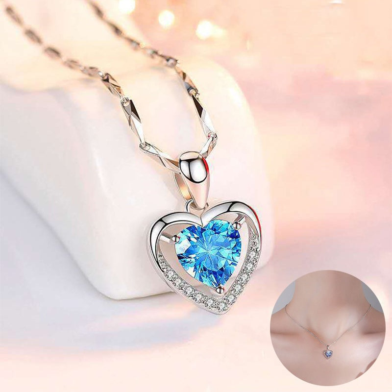 Laid-Back Luxe Necklace- The Nevermore 925 Silver Heart-shaped Rhinestones Women`s Luxury Necklace