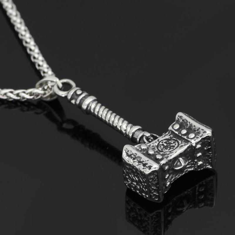 Lightning's War Mallet The Nevermore Gothic Pendant Necklace Titanium Steel Viking Norse