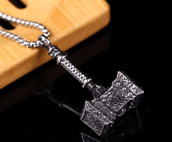 Lightning's War Mallet The Nevermore Gothic Pendant Necklace Titanium Steel Viking Norse