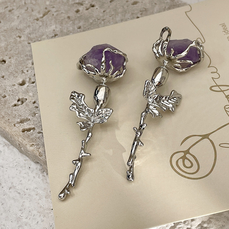 Lilacmcfairy Purple Rose - The Nevermore Earrings for Women