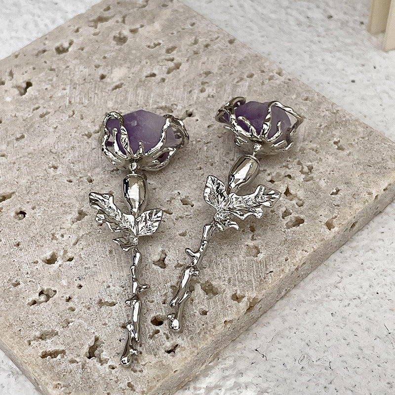 Lilacmcfairy Purple Rose - The Nevermore Earrings for Women