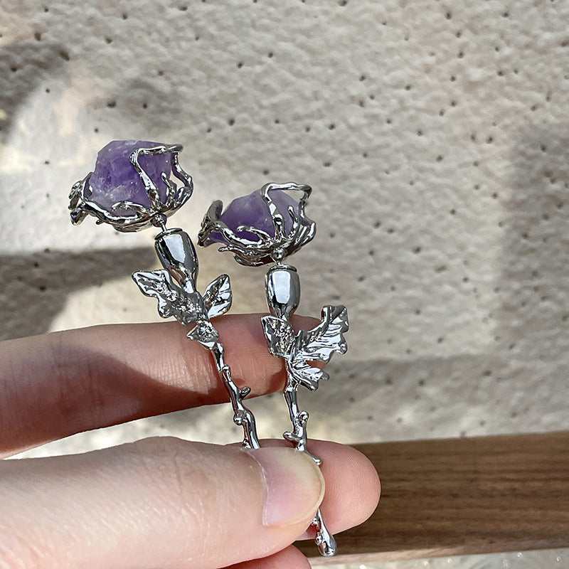 Lilacmcfairy Purple Rose - The Nevermore Earrings for Women