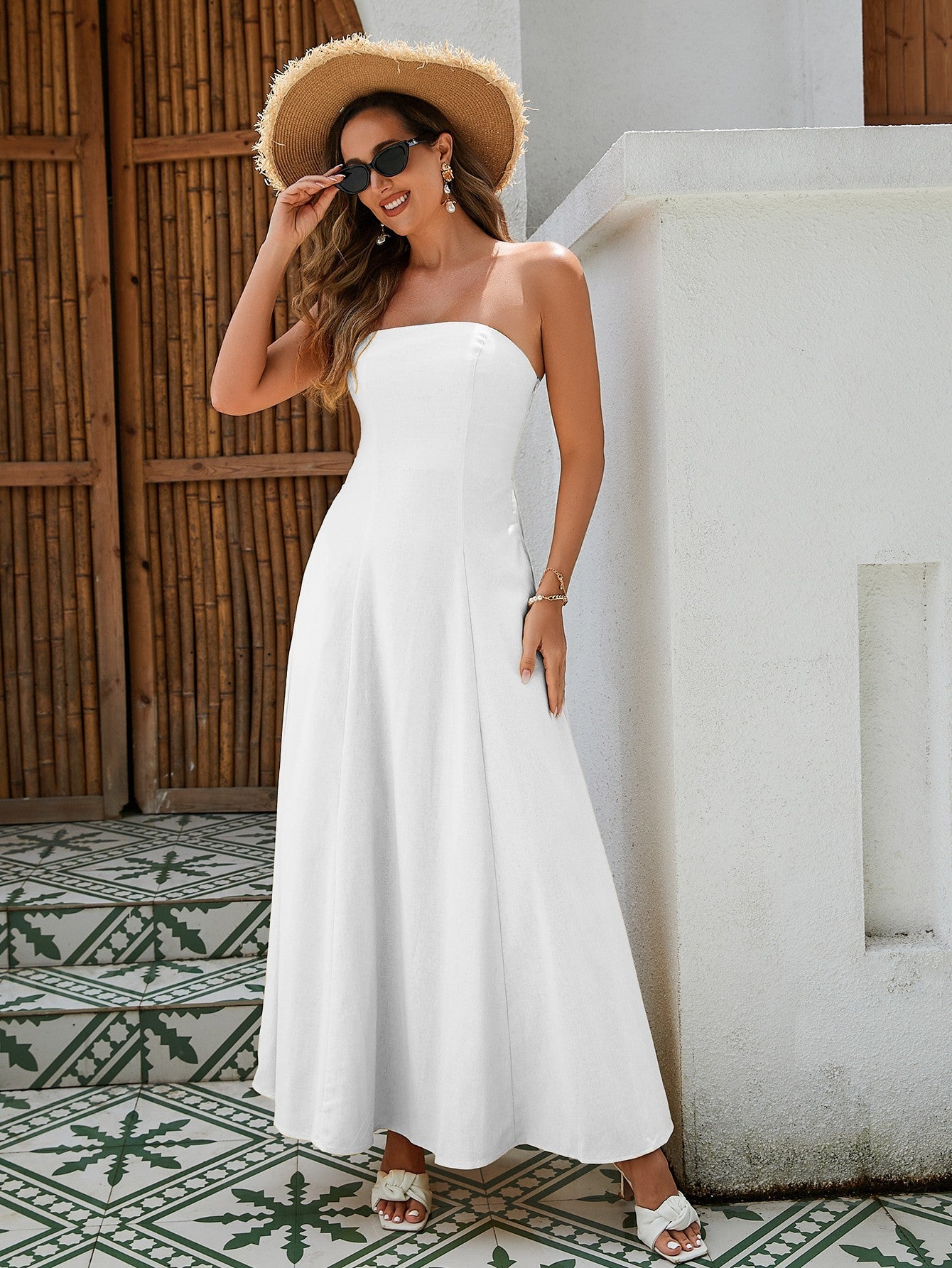 LinenMuse Strapless Maxi Dress - A-Line Linen Gown by The Nevermore