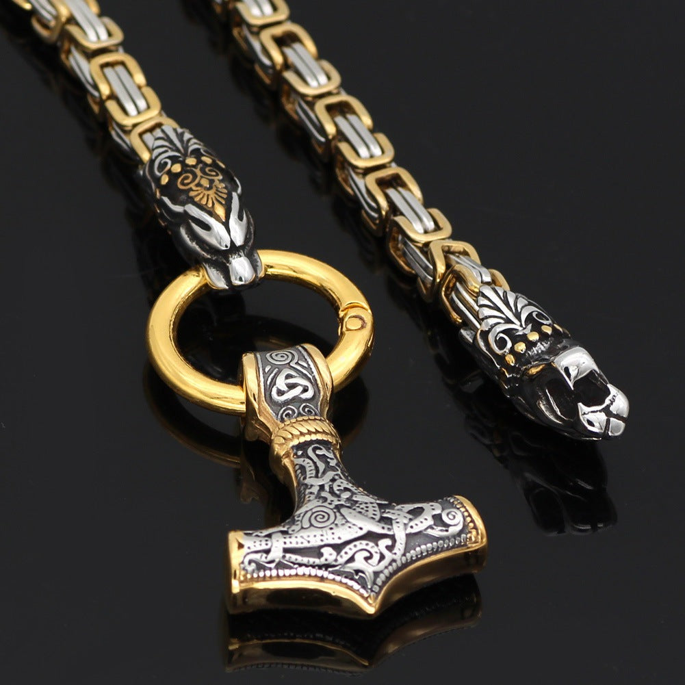 Liv Thor's Hammer - The Nevermore Norse Vikings Pendant Necklace for Men Titanium Steel