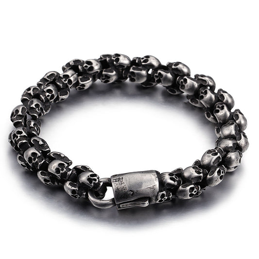 Lord Sutton Skulls - The Nevermore Gothic Bracelet for Men 316 Stainless Steel is a bold and unique accessory that is perfect for those who want to add a touch of edge to their style. Made from high-quality 316 stainless steel, this bracelet is durable and built to last. The intricate design features detailed skull heads and a gothic-inspired motif that is sure to catch the eye.