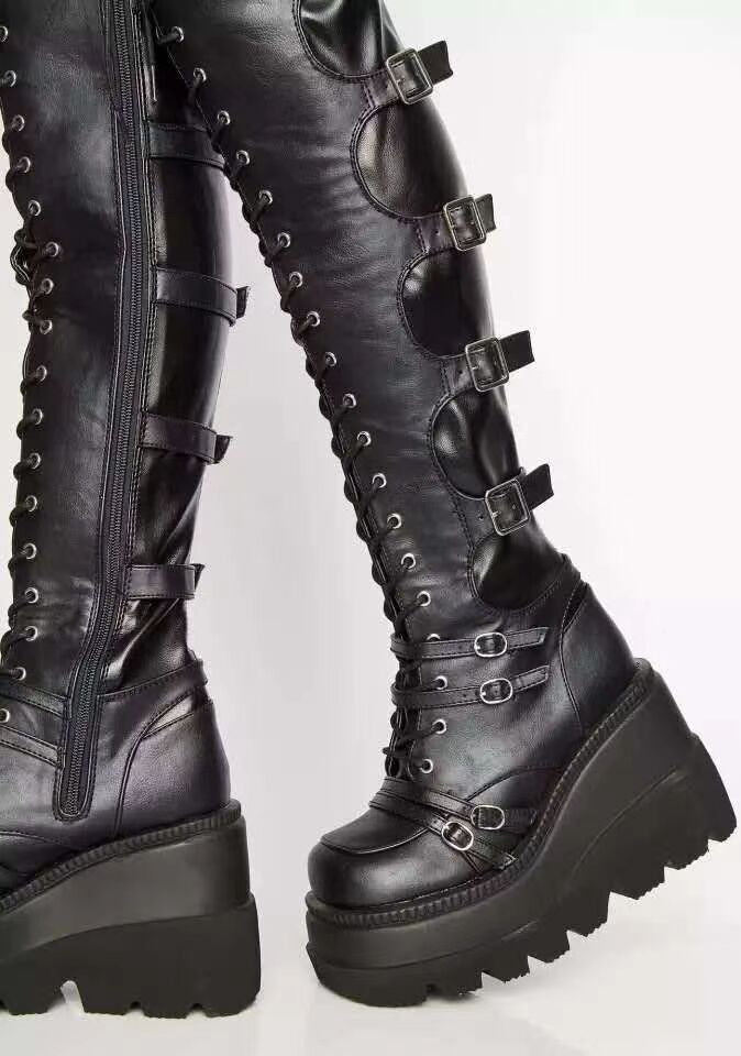 Lucasta Bloodmoon - The Nevermore Long Platform Gothic Boots for Women