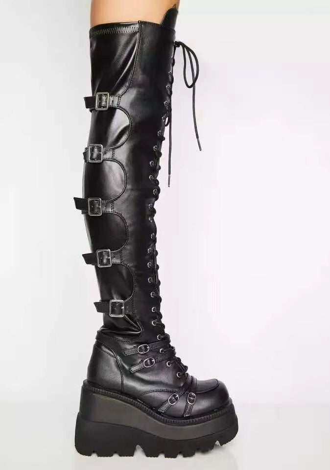 Lucasta Bloodmoon - The Nevermore Long Platform Gothic Boots for Women