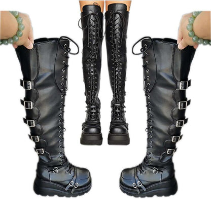 Lucasta Bloodmoon - The Nevermore Long Platform Gothic Boots for Women