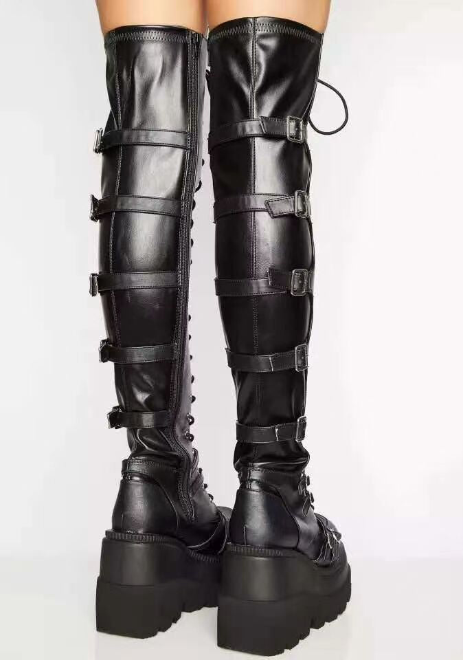 Lucasta Bloodmoon - The Nevermore Long Platform Gothic Boots for Women