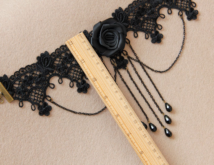 Lucinda Lindley - The Nevermore Gothic Choker Necklace Retro Black Lace