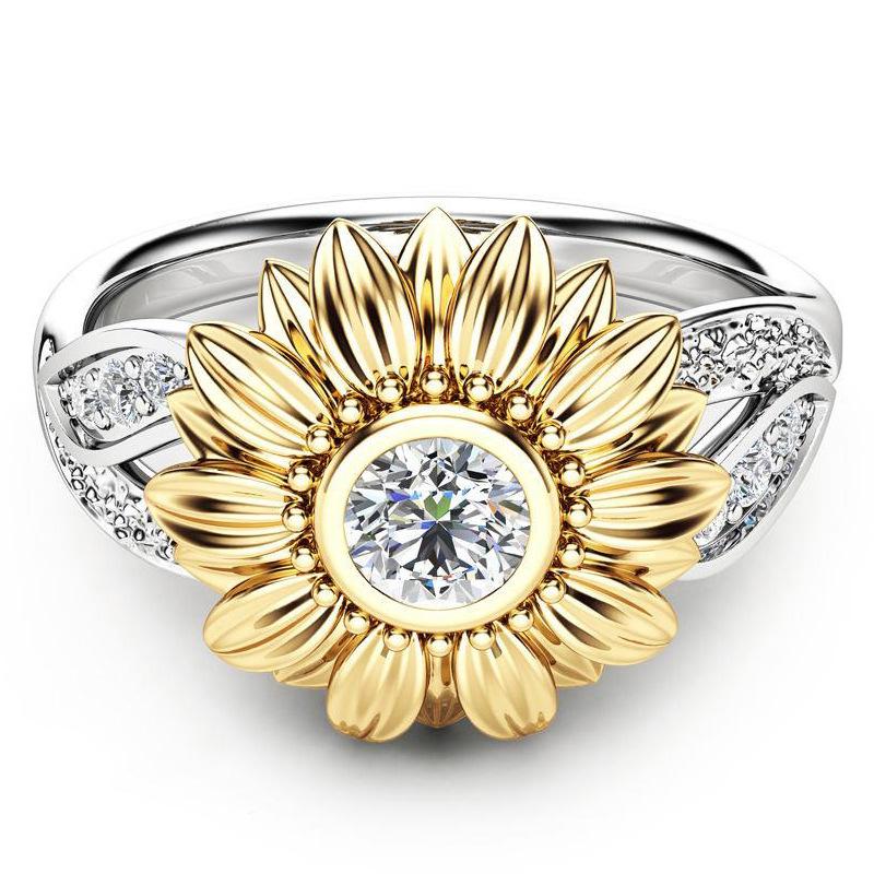 Luminous Sunflower - The Nevermore Gold-Plated Ring Zircon