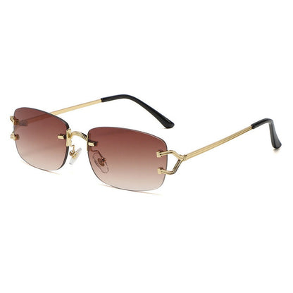 LuminousLuxe - The Nevermore Sunglasses for Women Rimless Diamond Cut