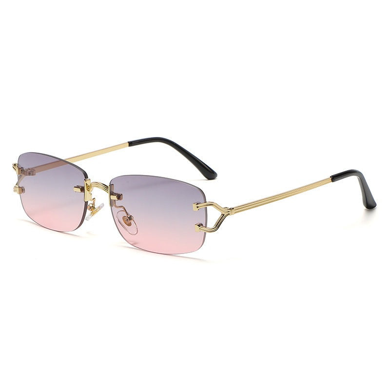 LuminousLuxe - The Nevermore Sunglasses for Women Rimless Diamond Cut