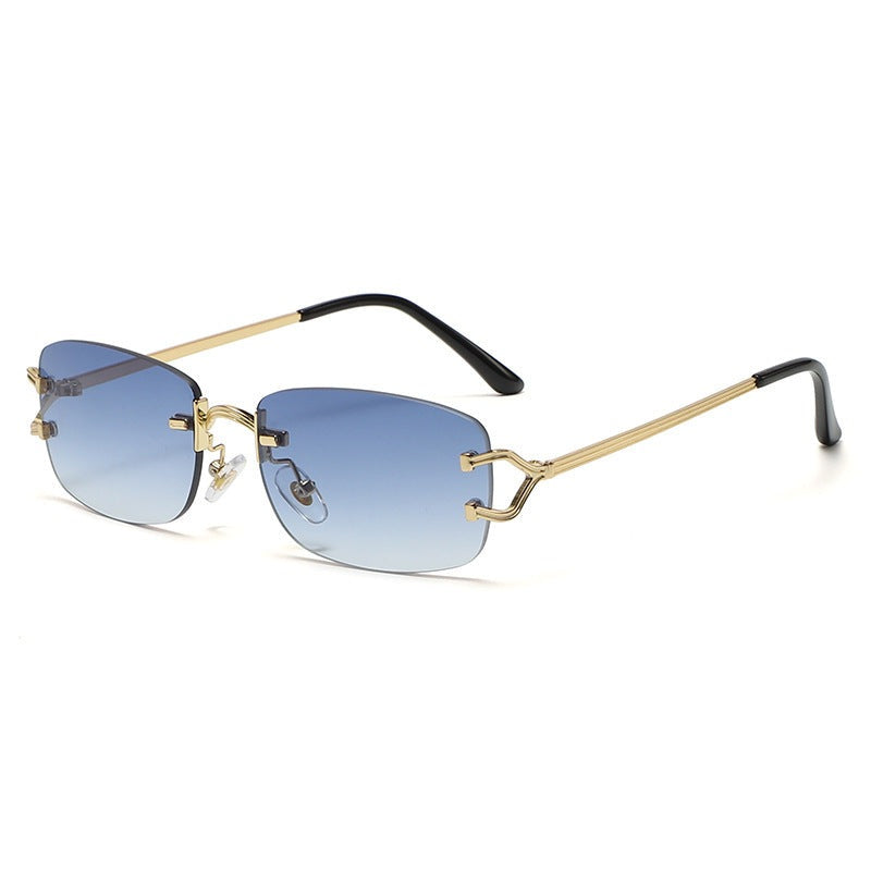 LuminousLuxe - The Nevermore Sunglasses for Women Rimless Diamond Cut