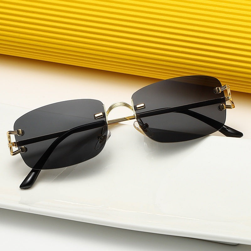 LuminousLuxe - The Nevermore Sunglasses for Women Rimless Diamond Cut