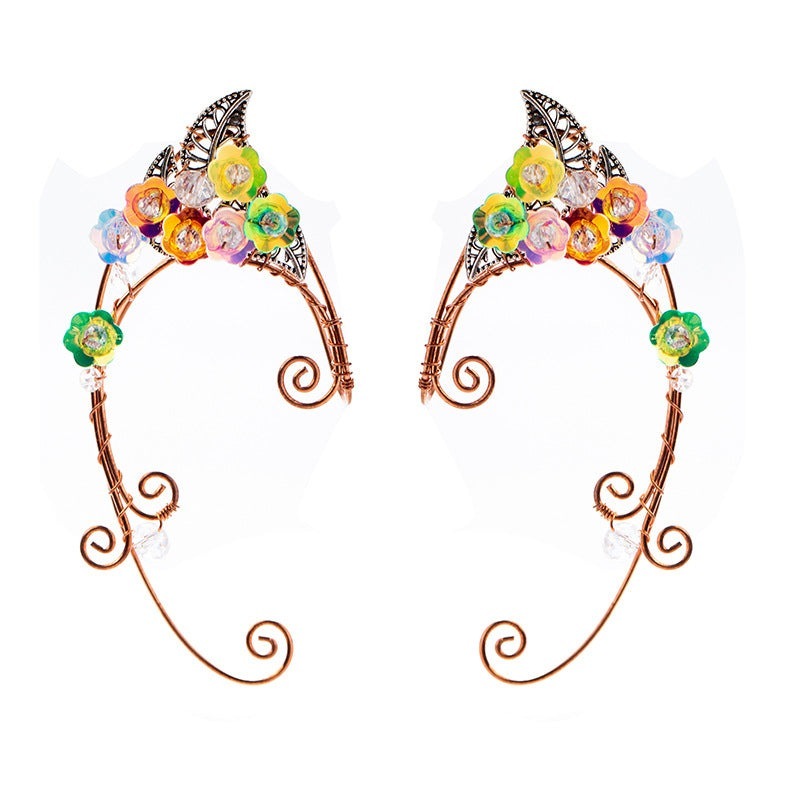 Luna - The Nevermore Ear Cuff Colored Flowers Earrings For Women`s