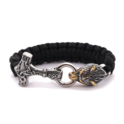 Lupine Majesty - The Nevermore Gothic Bracelet in Stainless Steel Viking Norse