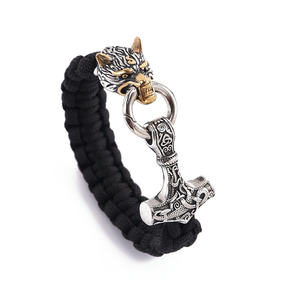 Lupine Majesty - The Nevermore Gothic Bracelet in Stainless Steel Viking Norse