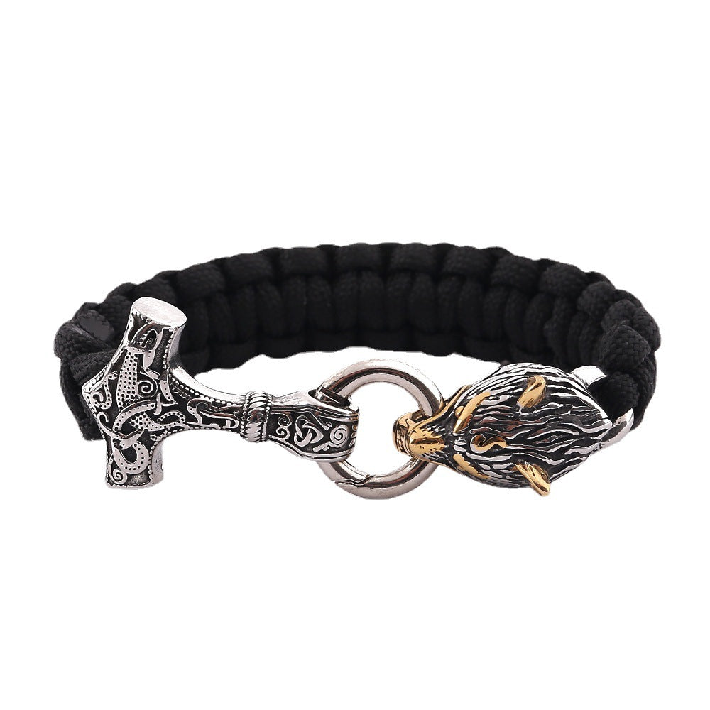 Lupine Majesty - The Nevermore Gothic Bracelet in Stainless Steel Viking Norse