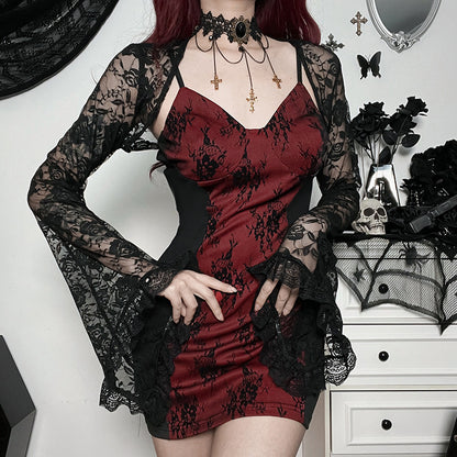 Lux Verdant - The Nevermore Gothic Slip Dress Slim-fit for Women