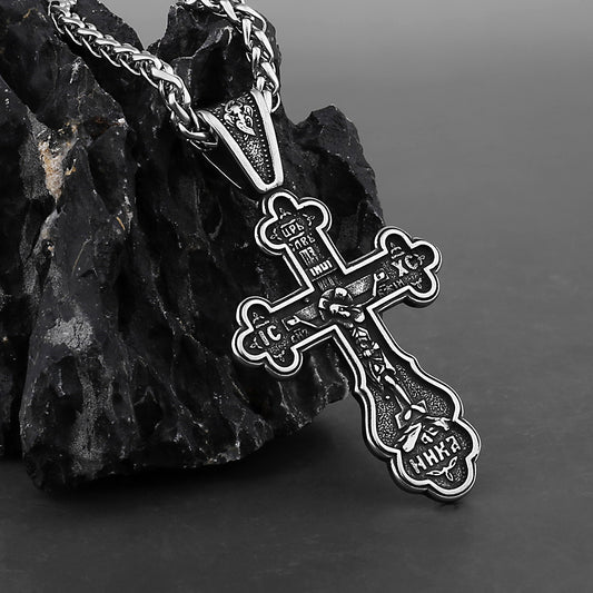 Messiah's Crucifix - The Nevermore Pendant Necklace in Titanium Steel