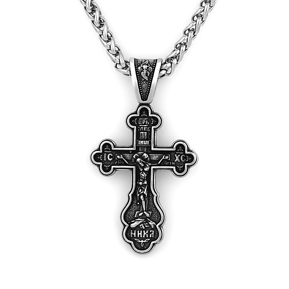 Messiah's Crucifix - The Nevermore Pendant Necklace in Titanium Steel