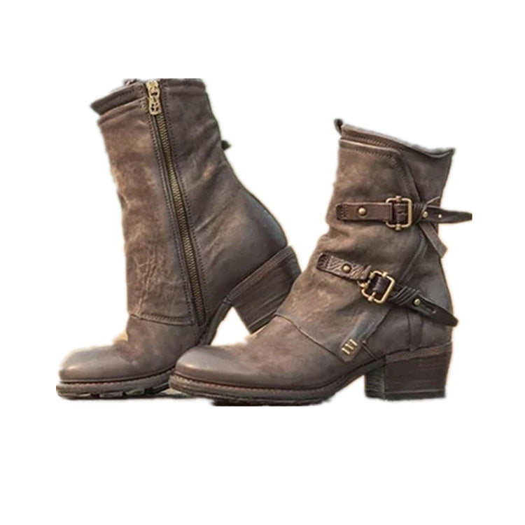 Metallic Chic Boots - The Nevermore Women`s Leather Booties