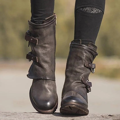 Metallic Chic Boots - The Nevermore Women`s Leather Booties