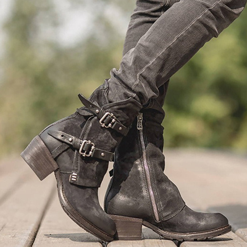 Metallic Chic Boots - The Nevermore Women`s Leather Booties