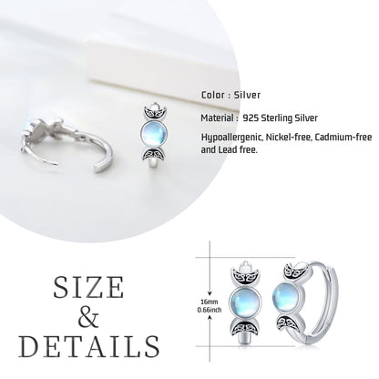 Moon Goddess Trinity - The Nevermore Gothic Sterling Silver Moonstone Earrings