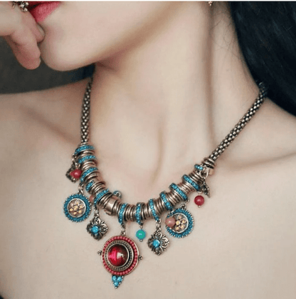 Multicolor Boho style Necklace - The Nevermore Boho pendant