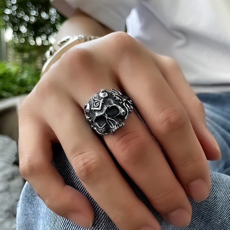 Mystery Order Skull - The Nevermore Gothic Ring Sterling Silver