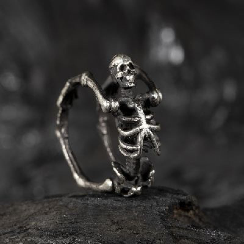 Mystic Skeleton Elegance - The Nevermore 925 Sterling Silver Ring Body Skeleton