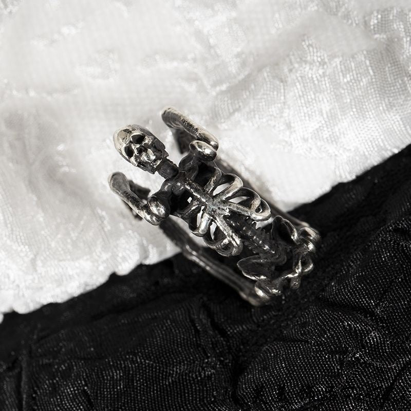 Mystic Skeleton Elegance - The Nevermore 925 Sterling Silver Ring Body Skeleton