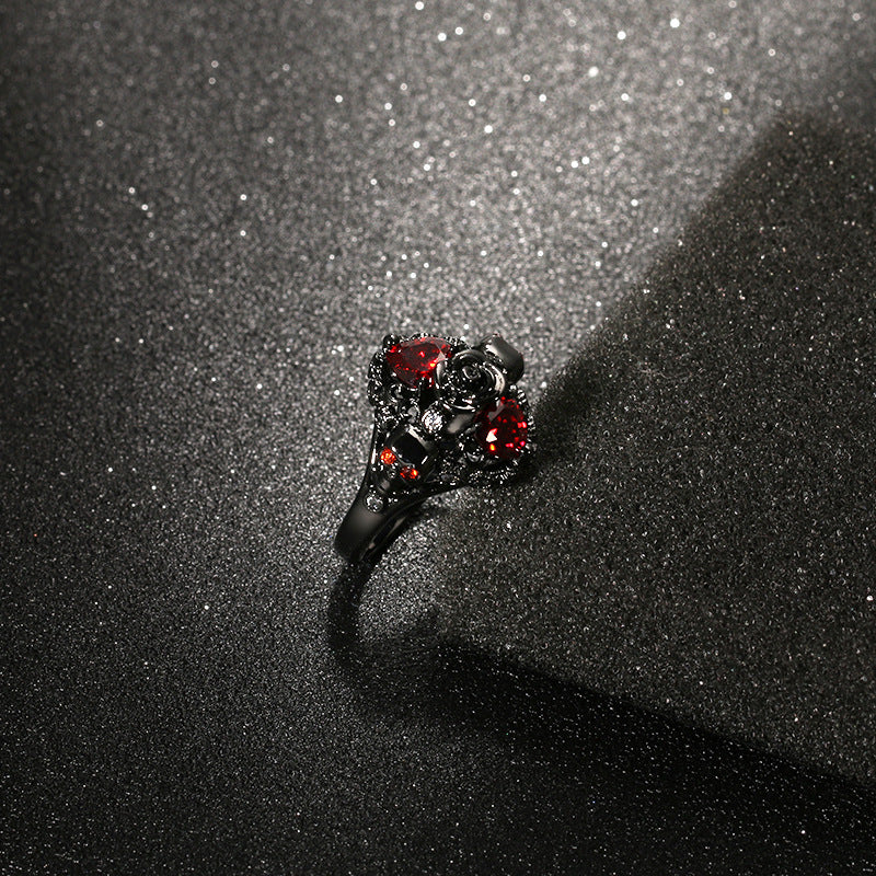 Nepharia's Rose - The Nevermore Gothic Ring Skulls Hearts