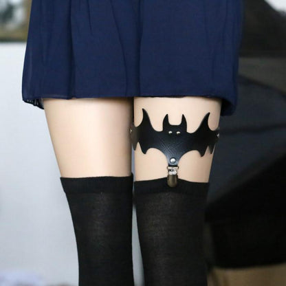 Nightshade - The Nevermore Gothic Halloween bat wings leather garter socks