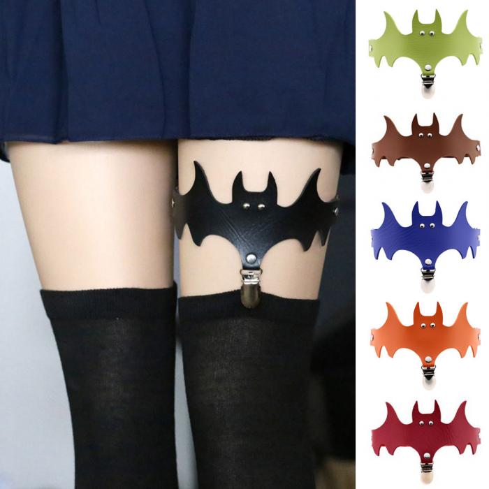 Nightshade - The Nevermore Gothic Halloween bat wings leather garter socks