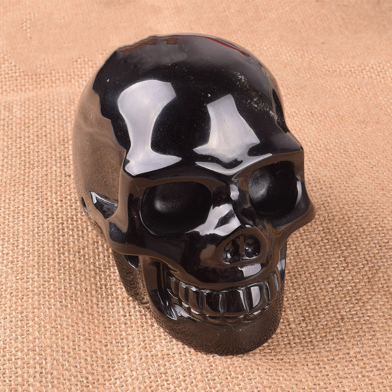 Nightwhisper - The Nevermore Gothic Home Decor Natural Obsidian Precision Carved Skull