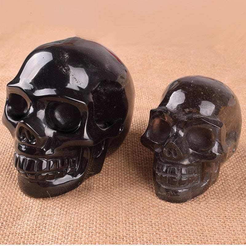 Nightwhisper - The Nevermore Gothic Home Decor Natural Obsidian Precision Carved Skull