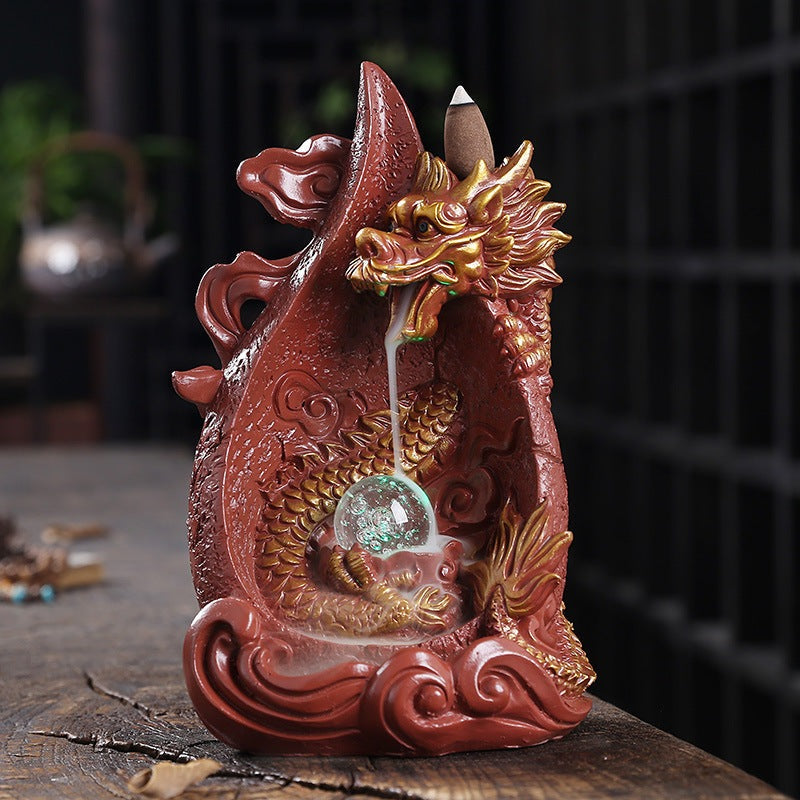 Noodlebreath Wilcox - The Nevermore Gothic Home Decor Dragon Gifts Resin Backflow Incense Burner Smoke Aromatherapy Stove LED Light