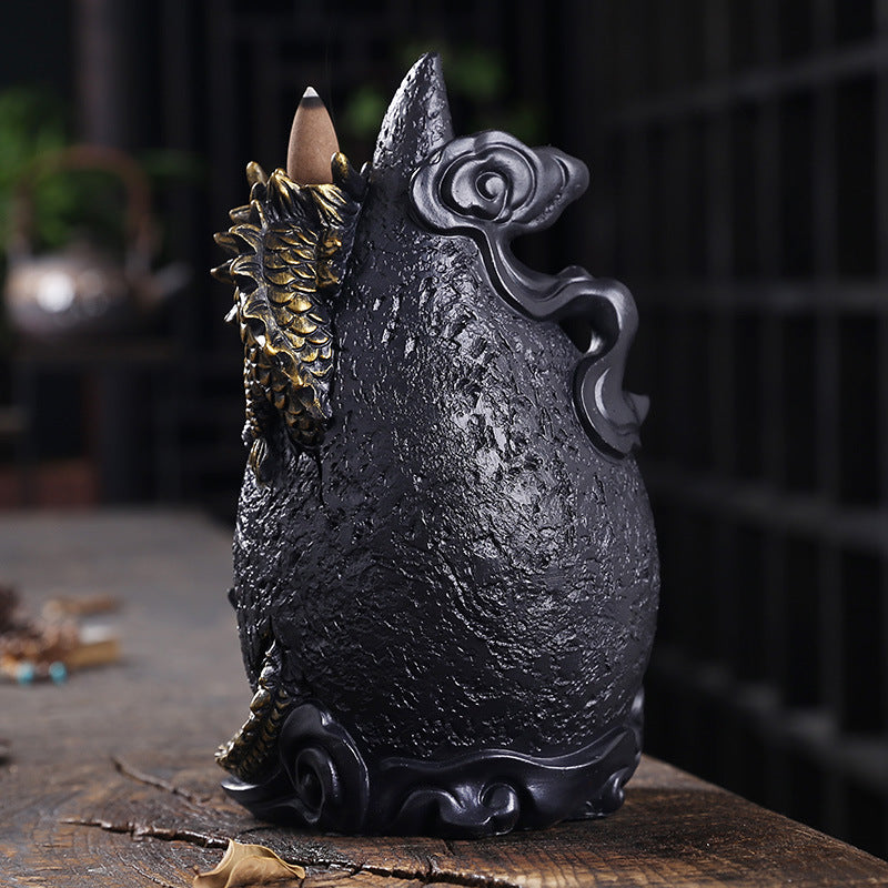 Noodlebreath Wilcox - The Nevermore Gothic Home Decor Dragon Gifts Resin Backflow Incense Burner Smoke Aromatherapy Stove LED Light