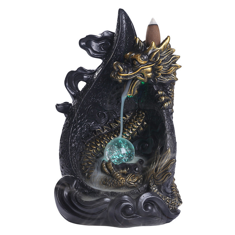 Noodlebreath Wilcox - The Nevermore Gothic Home Decor Dragon Gifts Resin Backflow Incense Burner Smoke Aromatherapy Stove LED Light