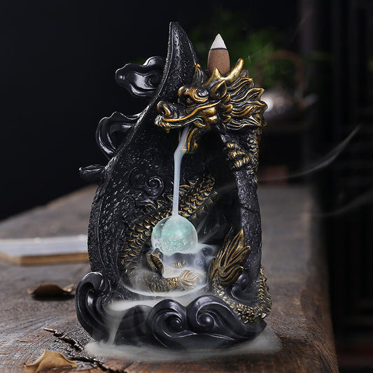 Noodlebreath Wilcox - The Nevermore Gothic Home Decor Dragon Gifts Resin Backflow Incense Burner Smoke Aromatherapy Stove LED Light