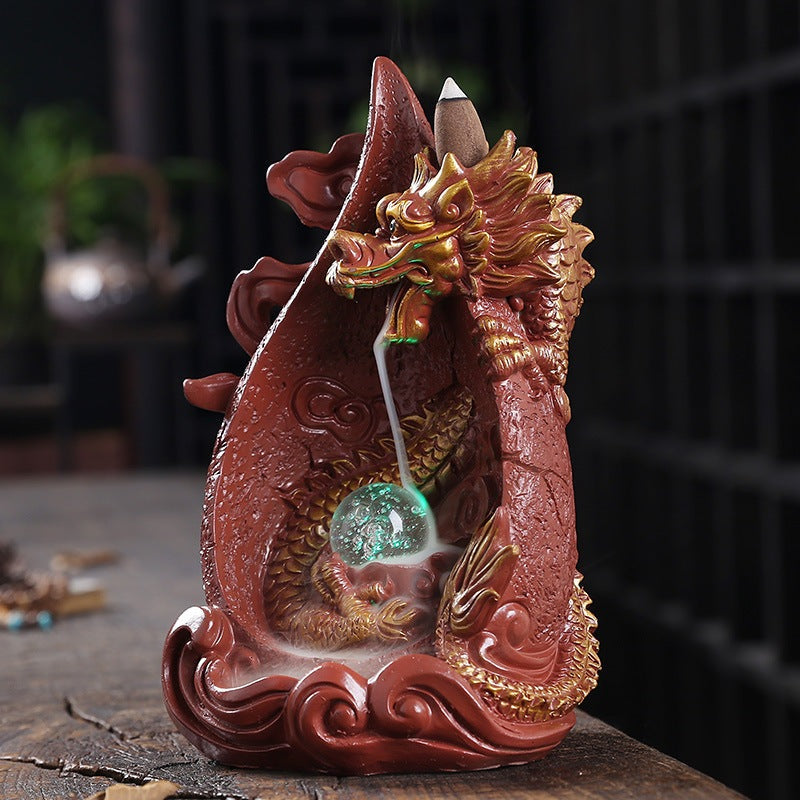 Noodlebreath Wilcox - The Nevermore Gothic Home Decor Dragon Gifts Resin Backflow Incense Burner Smoke Aromatherapy Stove LED Light